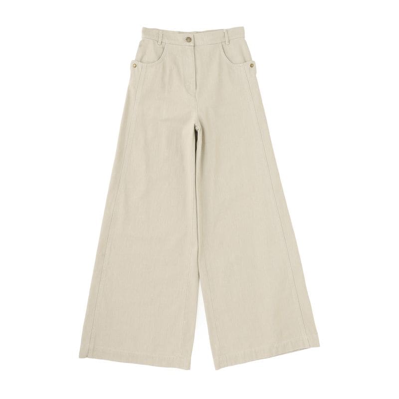 Max Mara マックスマーラ コットンパンツ/ワイドパンツ/ALAMARO コットンブルデニムパンツ ワイドレッグ メタルボタン レディース