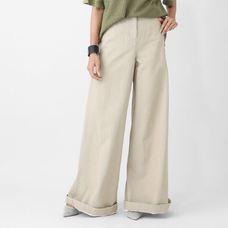 Max Mara マックスマーラ コットンパンツ/ワイドパンツ/ALAMARO コットンブルデニムパンツ ワイドレッグ メタルボタン レディース