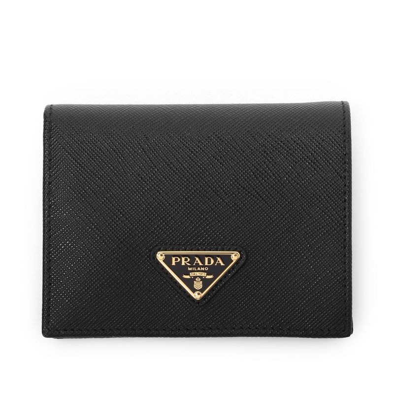 PRADA プラダ 2つ折り財布 小銭入れ付き/SMALL SAFFIANO LEATHER WALLET サフィアーノレザー トライアングル レディース