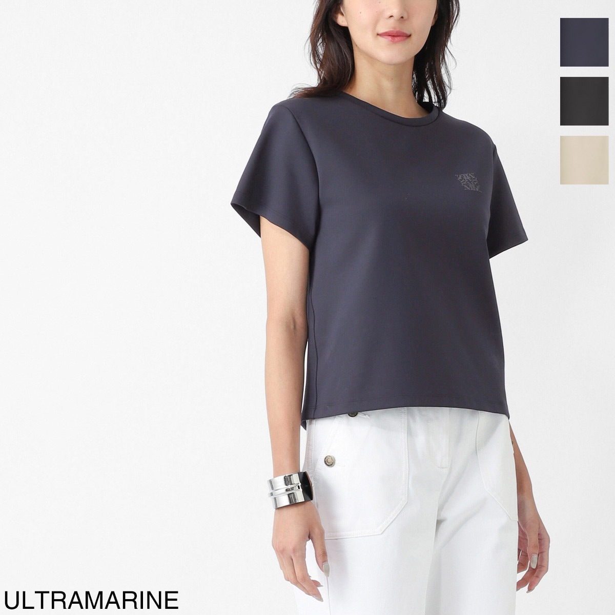 Max Mara マックスマーラ クルーネックTシャツ/QUAGGA ロゴ ジャージー トップス レディース