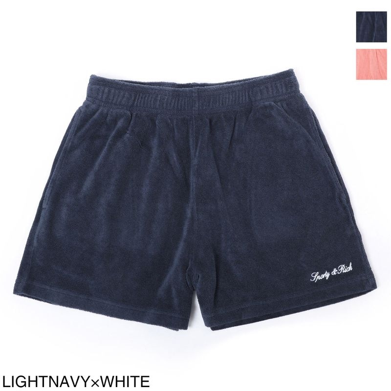 Sporty&Rich スポーティーアンドリッチ ショートパンツ/SIGNATURE LOGO TERRY SHORT パイル地  ウエストゴム リゾートウェア セットアップ可 レディース