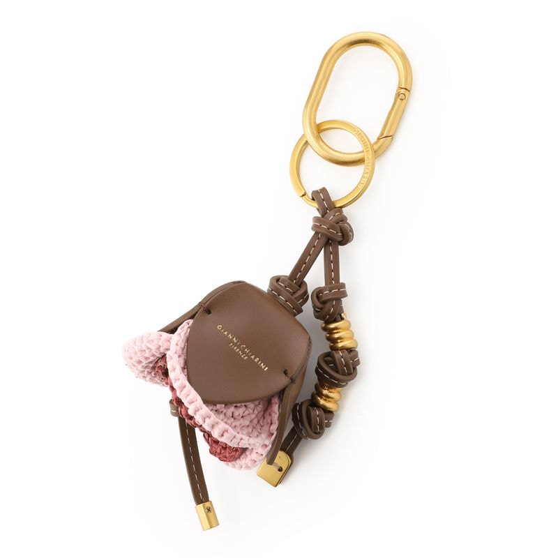 【訳あり】【アウトレット】GIANNI CHIARINI ジャンニ キアリーニ キーリング/バッグチャームモチーフ/STRAW FLOWER CHARM レザー フラワーモチーフ バッグチャーム レディース