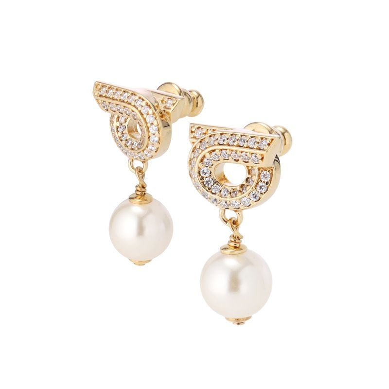 FERRAGAMO フェラガモ 両耳ピアス/GANCINI EARRINGS ガンチーニ パール