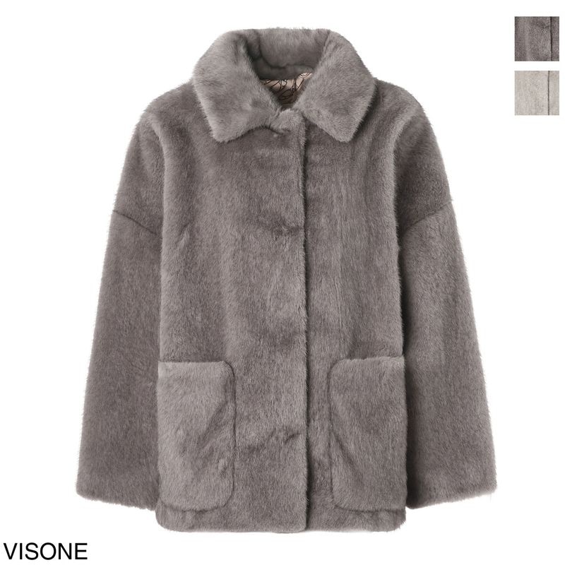 HERNO ヘルノ ファージャケット/ブルゾン ファーコート/MELANGE ALTERNATIVE MINK FUR フェイクファー【大きいサイズあり】 レディース