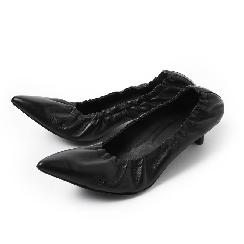 CORSO ROMA 9 コルソローマノーヴェ パンプス/ローヒール ギャザーパンプス ポインテッドトゥ 山羊革【大きいサイズあり】 レディース