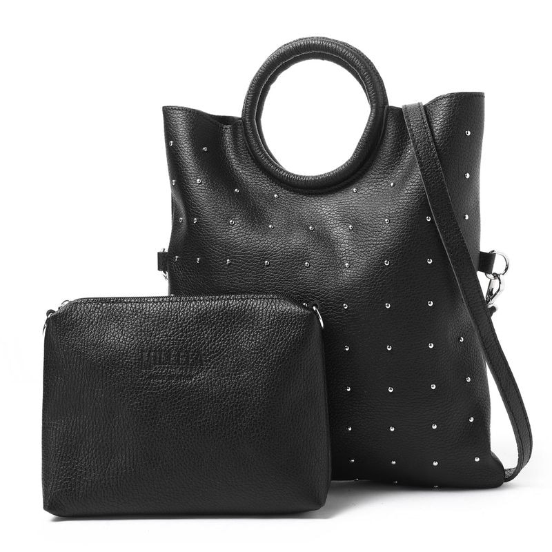 MILLELA FIRENZE ミレッラフィレンツェ ハンドバッグ 3WAY/ショルダーバッグ クラッチバッグ/スタッズサークルハンドバッグ ポーチ付き レザー ショルダーバッグ クラッチバッグ【国内正規品】 レディース