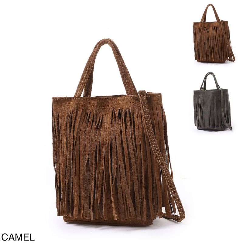 MILLELA FIRENZE ミレッラフィレンツェ トートバッグ 2WAY/ショルダーバッグ/フリンジミニトートバッグ レザー スエード 【国内正規品】 レディース
