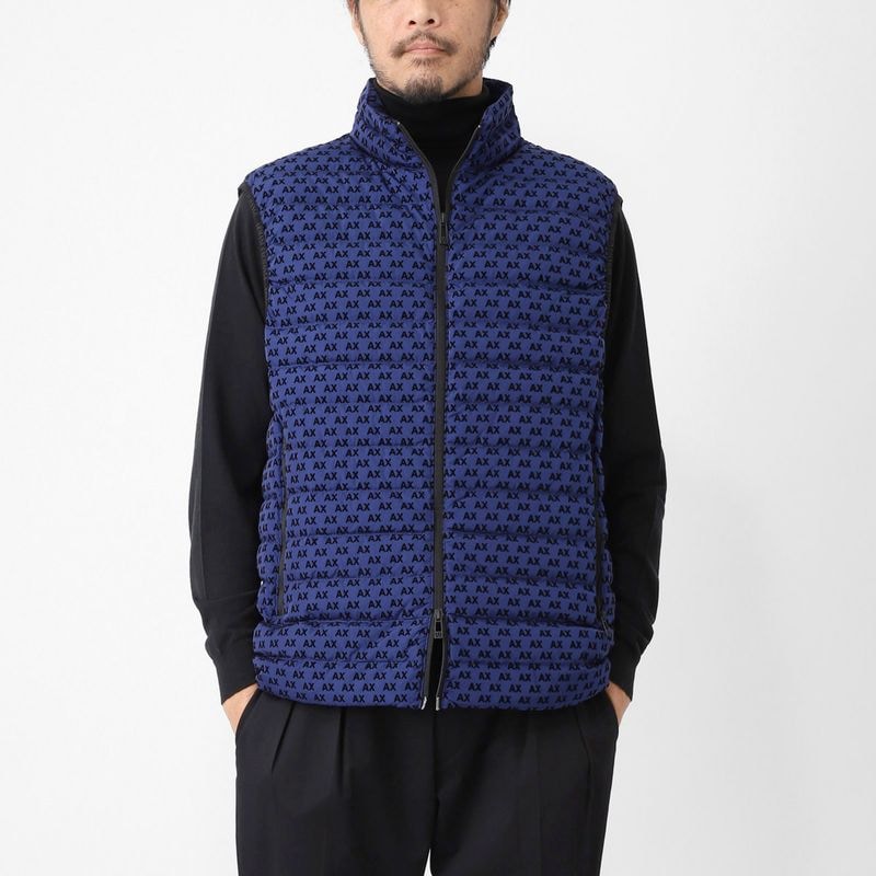 ARMANI EXCHANGE アルマーニエクスチェンジ ダウンベスト/オールオーバーマイクロロゴ メンズ