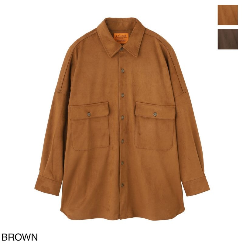 LANCER CLOTHING CORPORATION ランサー クロージング コーポレーション カジュアルシャツ/オーバーサイズシャツ/FAUX SUEDE OVER SHIRTS フェイクスエード 【国内正規品】 レディース