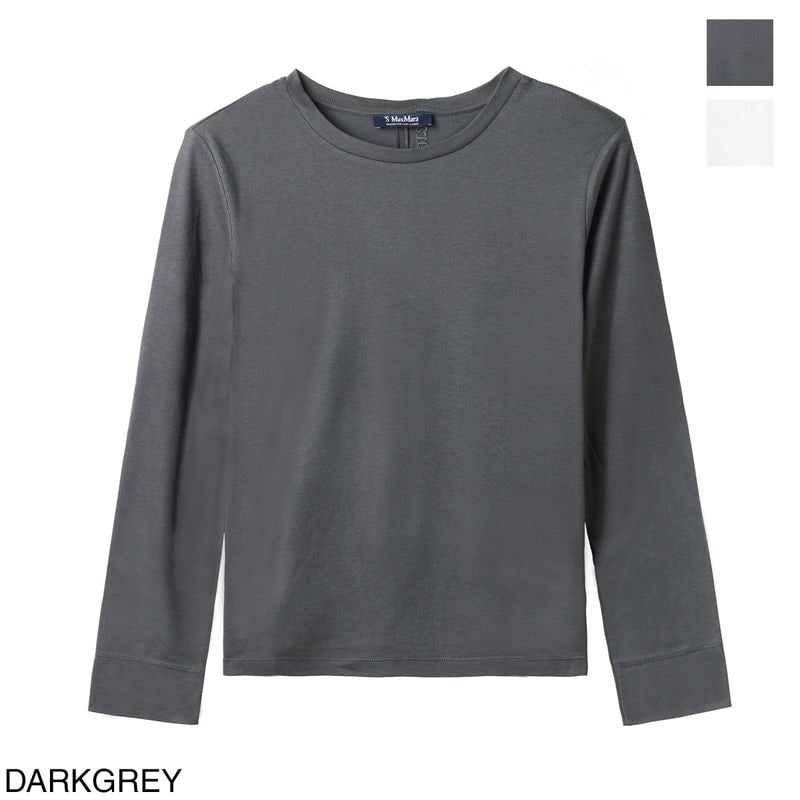 S Max Mara エスマックスマーラ クルーネック 長袖Tシャツ/ロングスリーブTシャツ/FUMETTO 刺繍ロゴ レディース