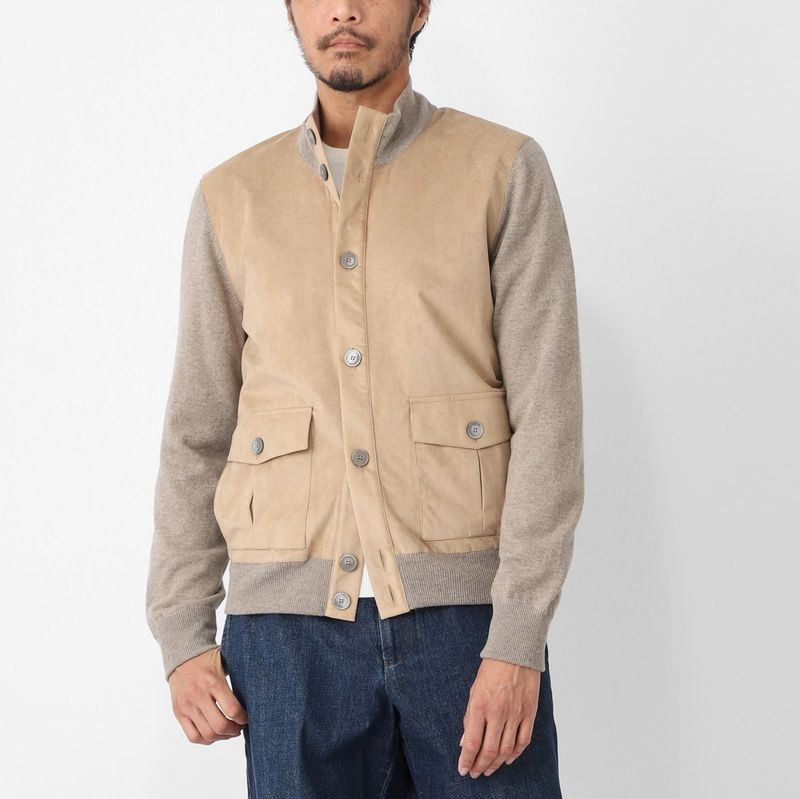 Gran Sasso グランサッソ ニットブルゾン/JACKET C/ALCANTARA アルカンターラ スタンドカラー【大きいサイズあり】 メンズ