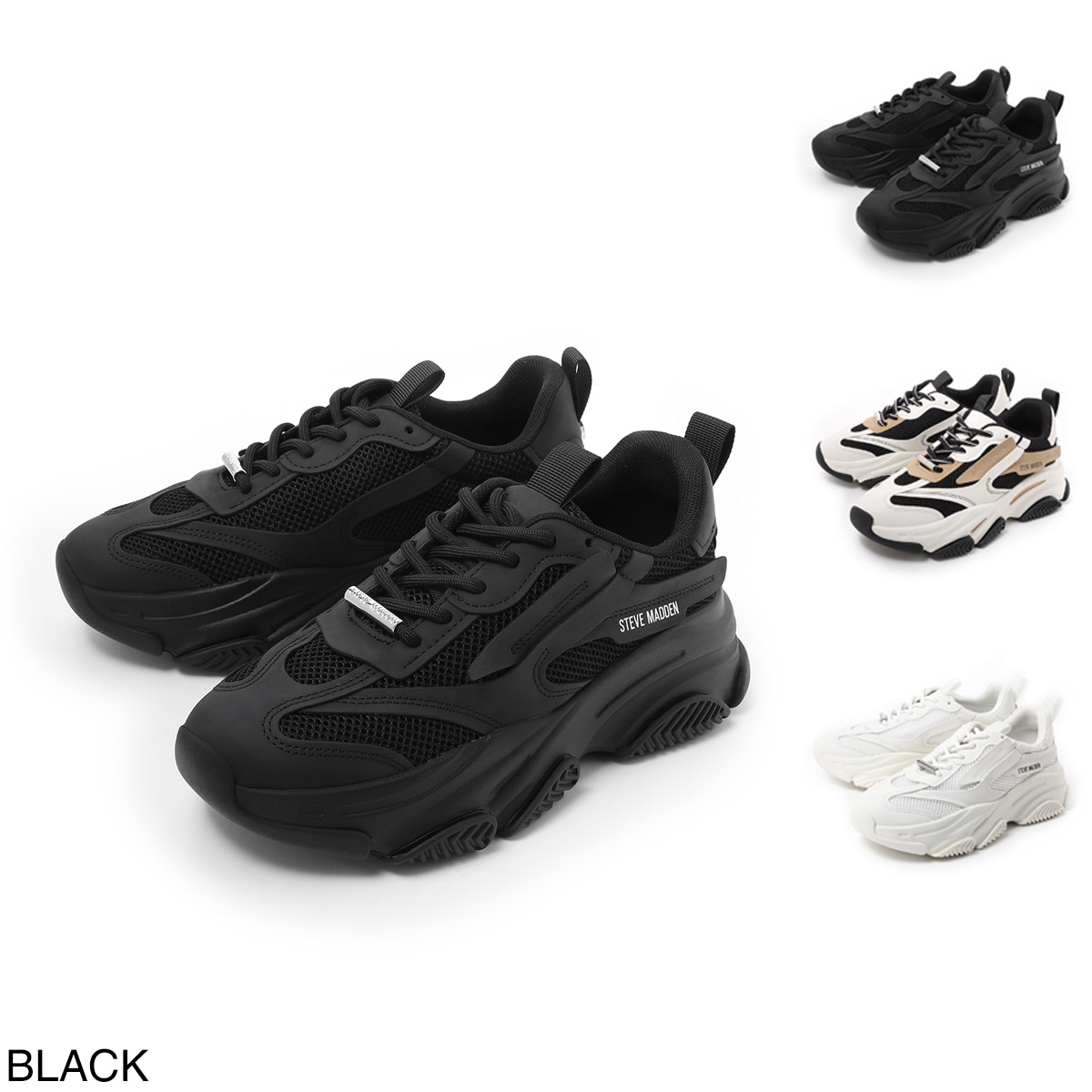 Steve Madden スティーブマデン スニーカー/POSSESSION ボリュームソール 厚底 ダッドスニーカー メッシュ 【国内正規品】【大きいサイズあり】 レディース