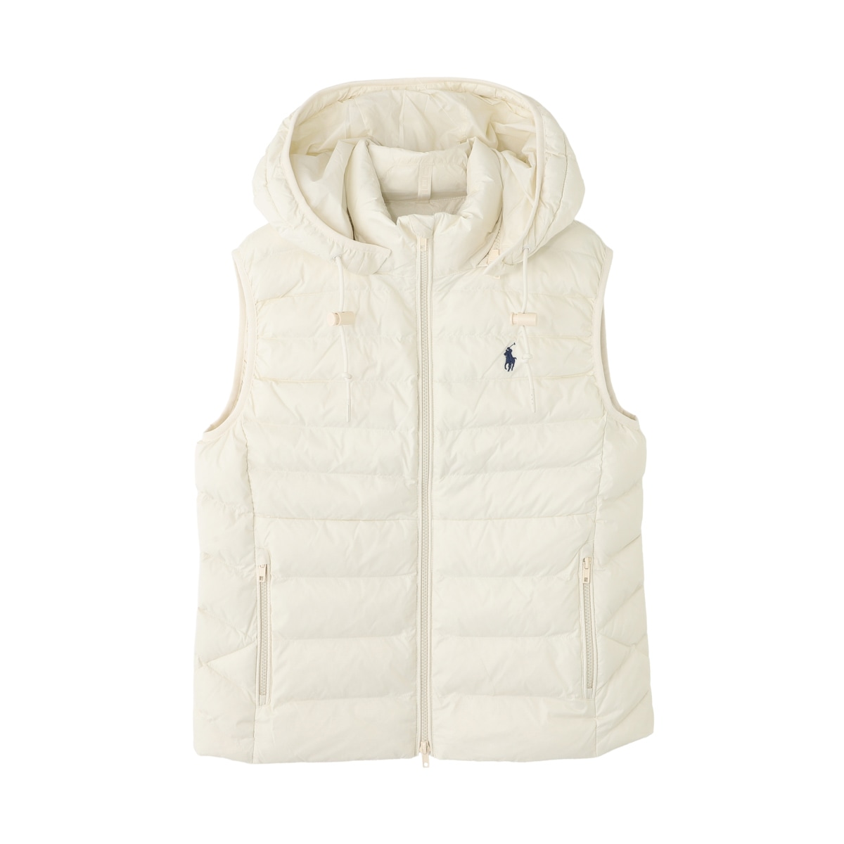 POLO RALPH LAUREN ポロラルフローレン 中綿入り ベスト/キルティング ベスト 2wayジップ式開閉 ドローストリングフード 取り外し可 レディース
