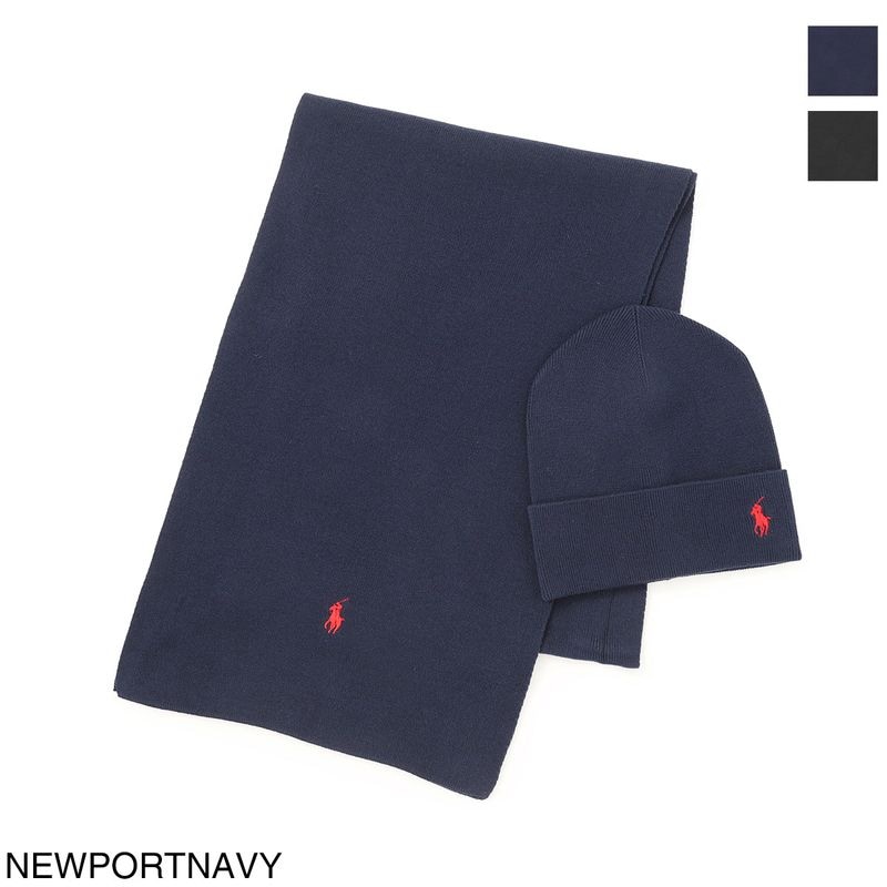 POLO RALPH LAUREN ポロラルフローレン マフラー ニットキャップ 2点セット/CORE COTTON GIFT SET BOXED ポニー刺繍