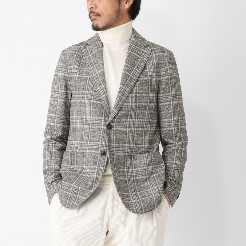 CIRCOLO 1901 チルコロ 2つボタン イージージャケット/シングルジャケット/OVERCHECK LIGHT FLEECE CASHMERE TOUCH ライトフリース カシミヤタッチ【大きいサイズあり】 メンズ