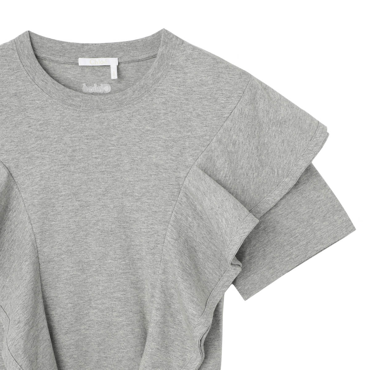 【クロエ】Cotton クルーネック Tシャツ アウトレット】Chloe クロエ クルーネックTシャツ/ラッフルT