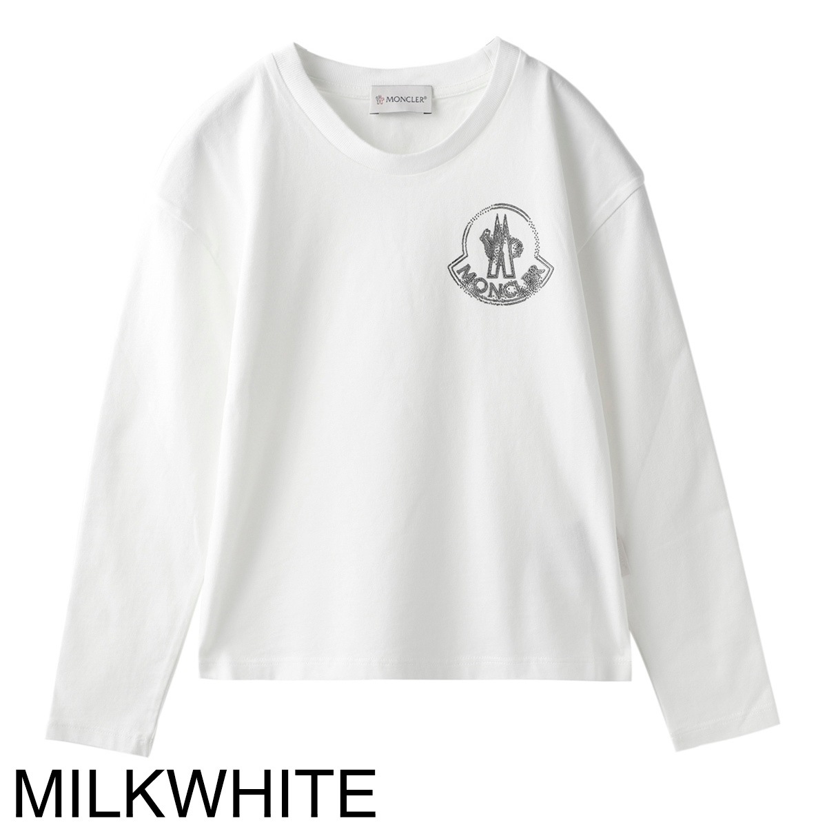 MONCLER◆長袖Tシャツ/12/コットン/NVY/E29548029250 83092 Optical White Vertical Back Logo Cotton T-Shirt - Polos & T