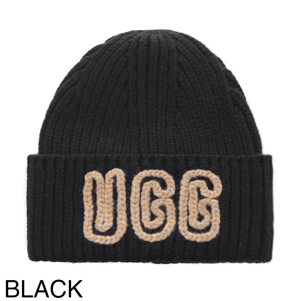 『ネコポス対応(1点まで)』UGG Australia アグオーストラリア ニットキャップ/ビーニー/W CHUNKY CRAFTED RIB BEANIE ロゴ リブニット レディース
