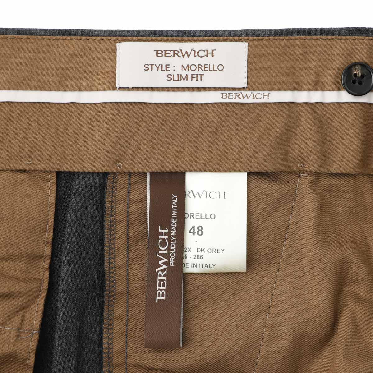 【アウトレット】【ラスト1点】BERWICH ベルウィッチ ノープリーツ スラックス/ウールパンツ/MORELLO WOOL POLY STRETCH メンズ