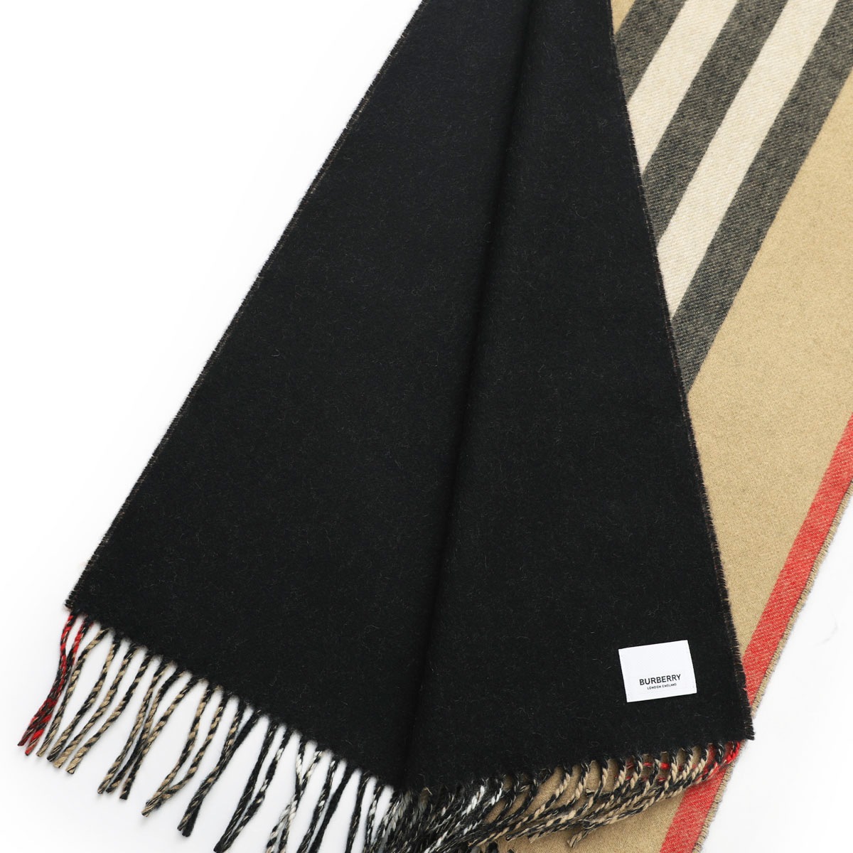 BURBERRY バーバリー マフラー/REVERSIBLE ICON CHECK STRIPE CASHMERE SCARF メンズ