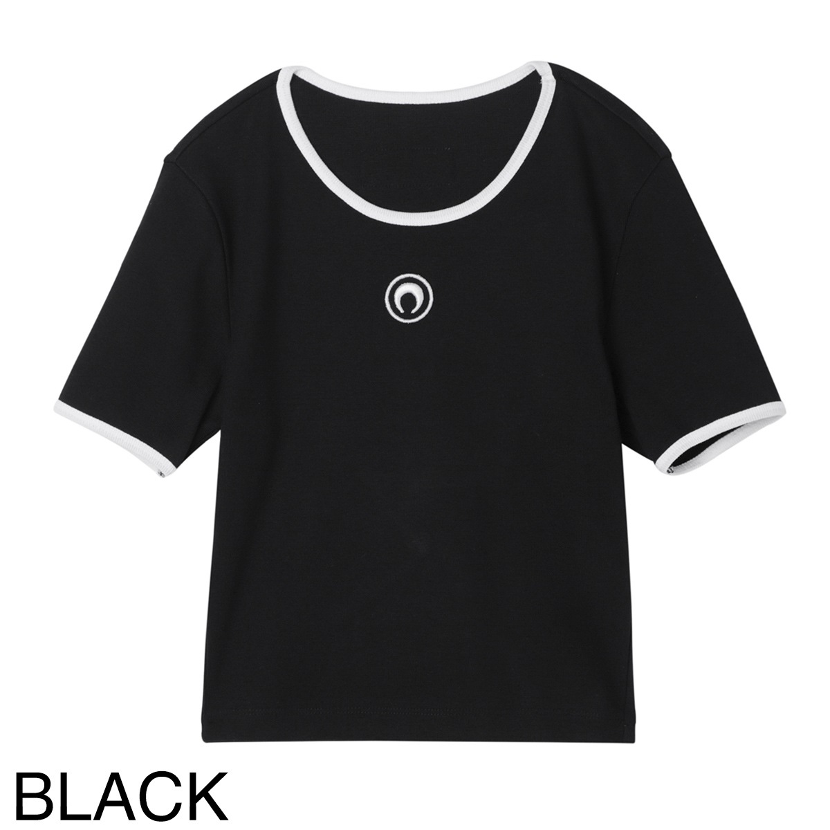 MARINE SERRE マリーン セル クルーネックTシャツ/MOON LOGO JERSEY CROPPED TOP クロップド丈 リンガー レディース