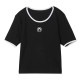 MARINE SERRE マリーン セル クルーネックTシャツ/MOON LOGO JERSEY CROPPED TOP クロップド丈 リンガー レディース