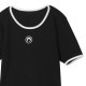 MARINE SERRE マリーン セル クルーネックTシャツ/MOON LOGO JERSEY CROPPED TOP クロップド丈 リンガー レディース