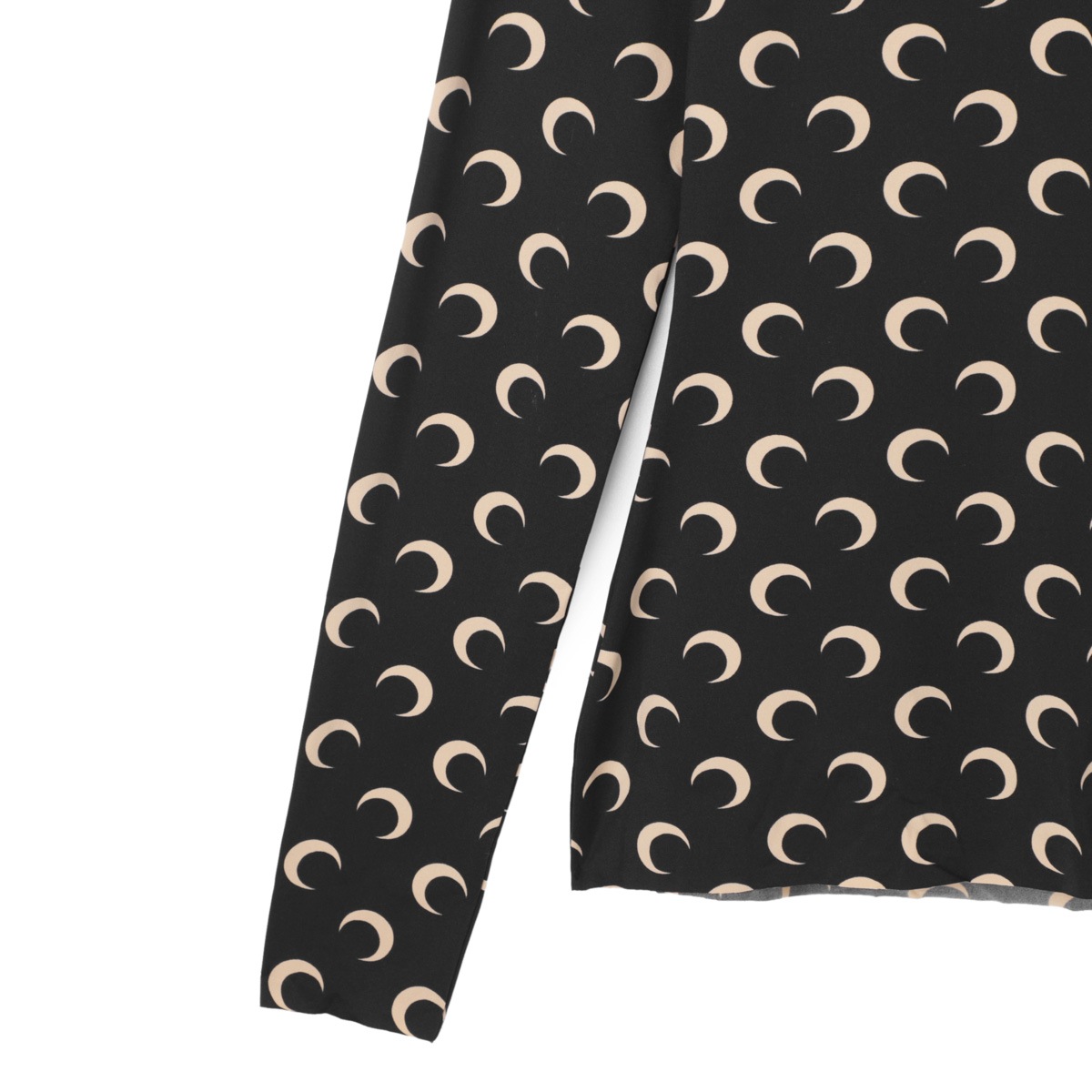 MARINE SERRE マリーン セル ハイネックカットソー/MOON PRINTED JERSEY LS HIGHNECK TOP 三日月 モチーフ ジャージー レディース