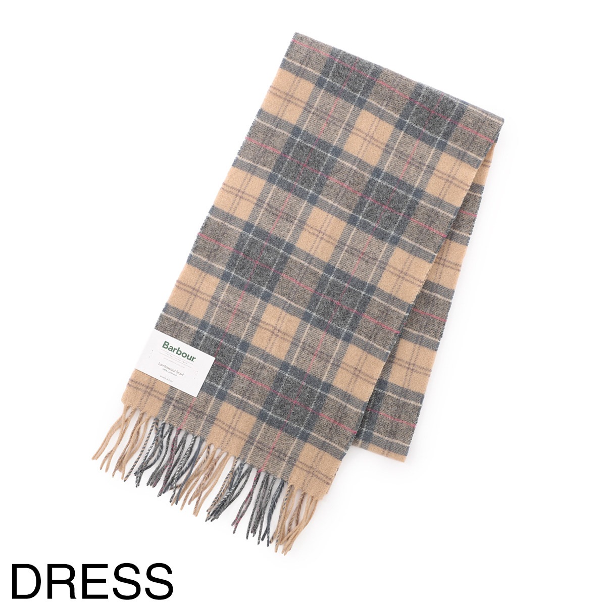 Barbour バブアー マフラー/BARBOUR TARTAN LAMBSWOOL チェック柄 フリンジ ラムズウール