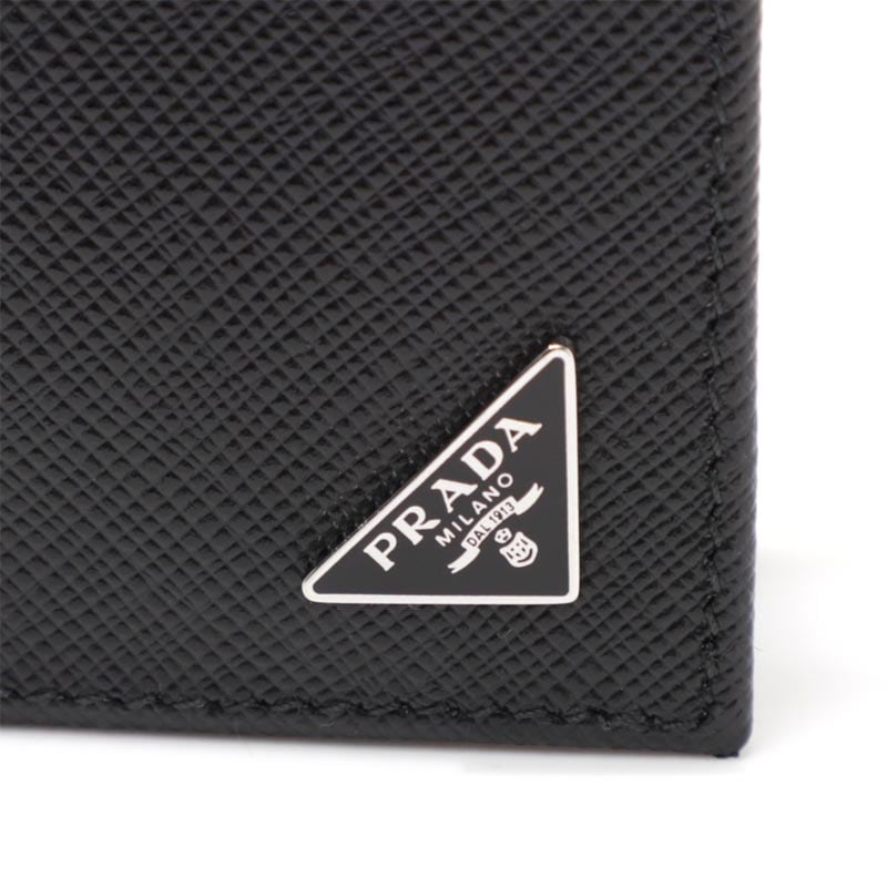 PRADA 二つ折り財布　SAFFIANO TRIANG メンズ プラダ 二つ折り財布 メンズ SAFFIANO TRIANGOLO ブラック PRADA