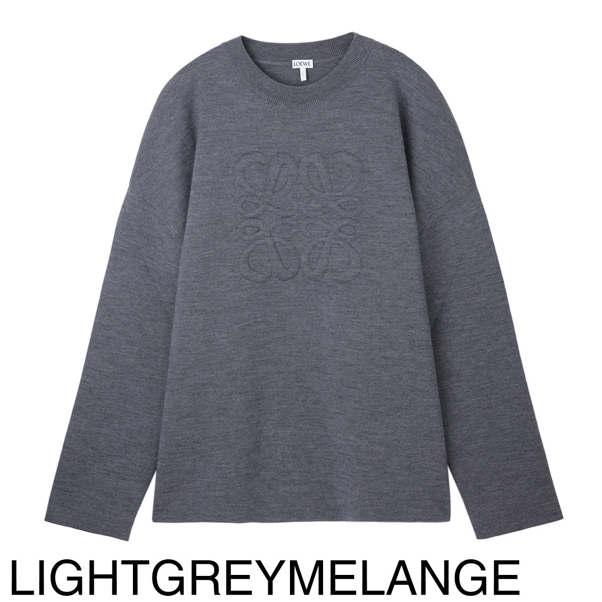 ロエベ　クルーネックニット　セーター　グレー　M LOEWE ロエベ クルーネックニット/DEBOSSED ANAGRAM SWEATER メンズ
