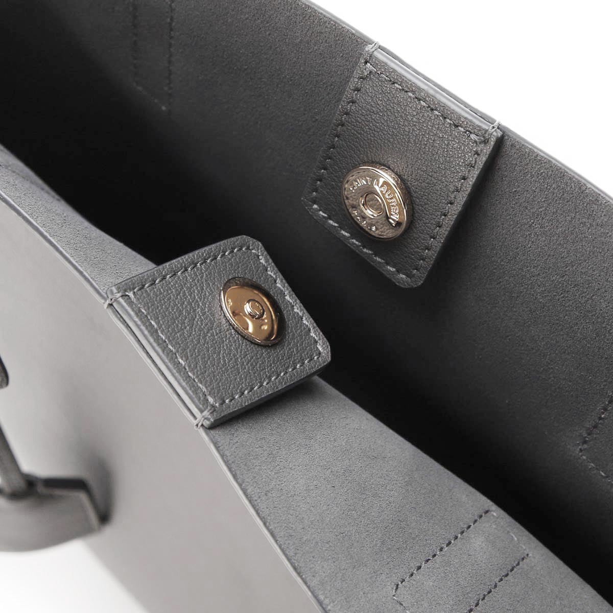 【未使用級】サンローラン ショッパー ミニトート 2way レザー グレー トイ・ショッピングバッグ SAINT LAURENT （レザー） グレー＆シルバー