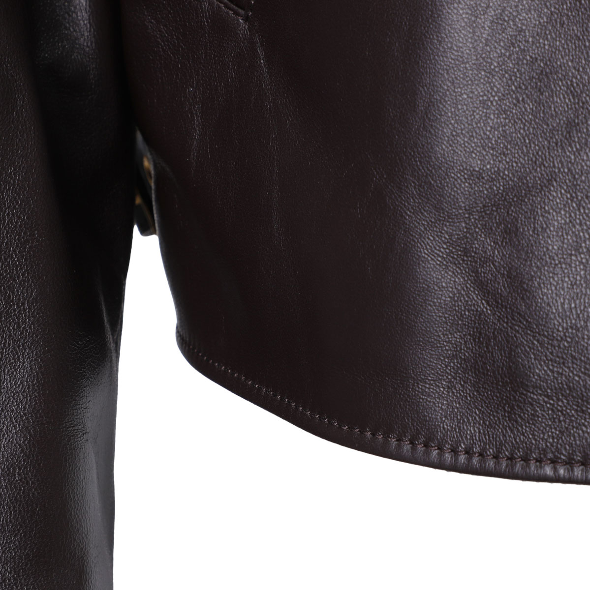 セリーヌ◇ノーカラー レザージャケット CELINE セリーヌ エディ期 ラムレザー ロゴボタン ノーカラー