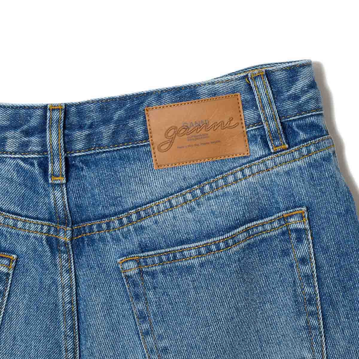 GANNI ガニー ジップフライジーンズ/バギージーンズ/LIGHT WEIGHT DENIM BAGGY JEANS ウォッシュ加工 デニムパンツ レディース