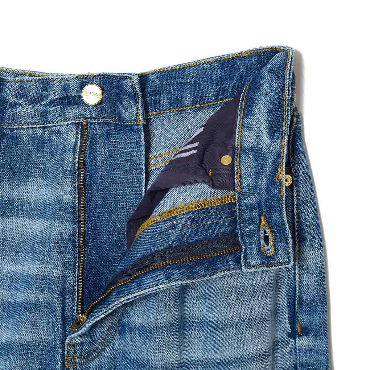 GANNI ガニー ジップフライジーンズ/バギージーンズ/LIGHT WEIGHT DENIM BAGGY JEANS ウォッシュ加工 デニムパンツ レディース