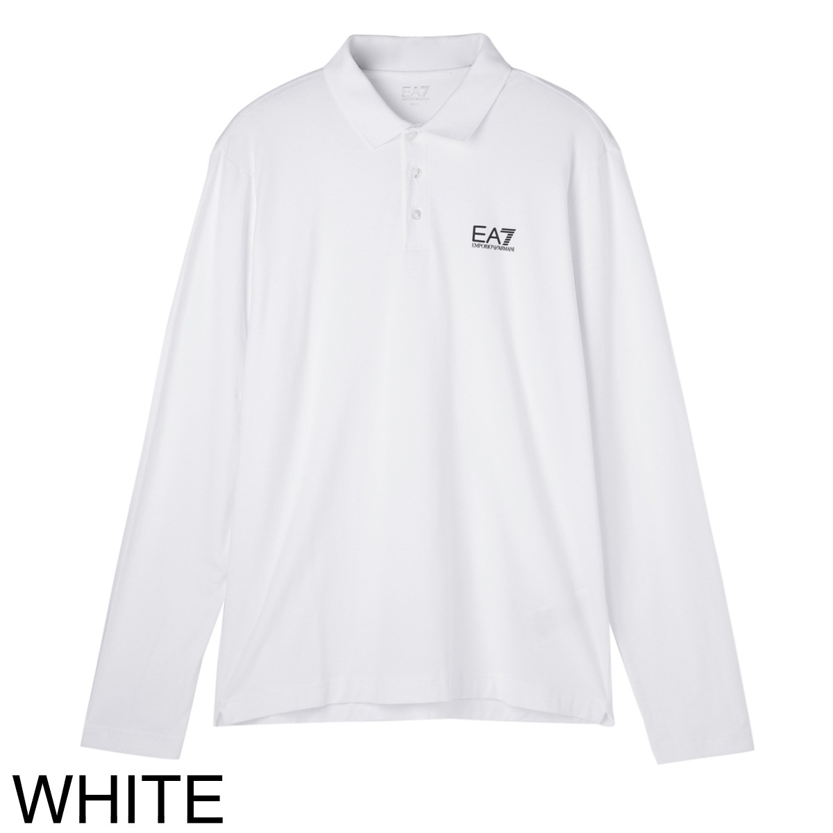 新品未使用　現行　エンポリオアルマーニ　ホワイト 長袖シャツ　ポロシャツ　升目柄 EA7 EMPORIO ARMANI エンポリオアルマーニ 長袖ポロシャツ メンズ
