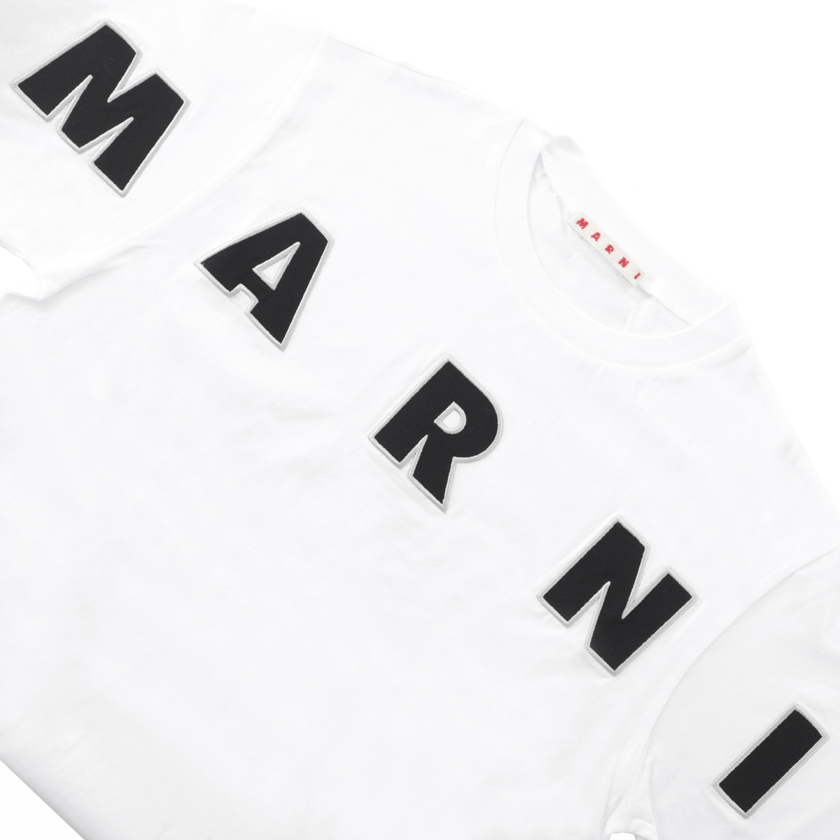 【アウトレット】【ラスト1点】MARNI マルニ クルーネックTシャツ/KIDS キッズ ガールズ/ロゴ刺繍 Ｔシャツ レディース