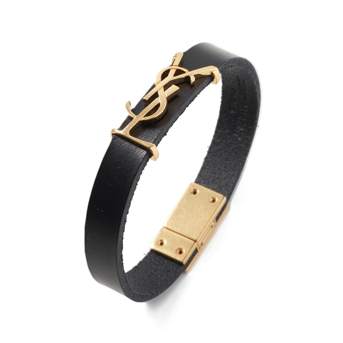 【SAINT LAURENT】(サン・ローラン) レザーブレスレット スタッズ 確保済 国内即発 サンローラン ブレスレット レザー (Saint