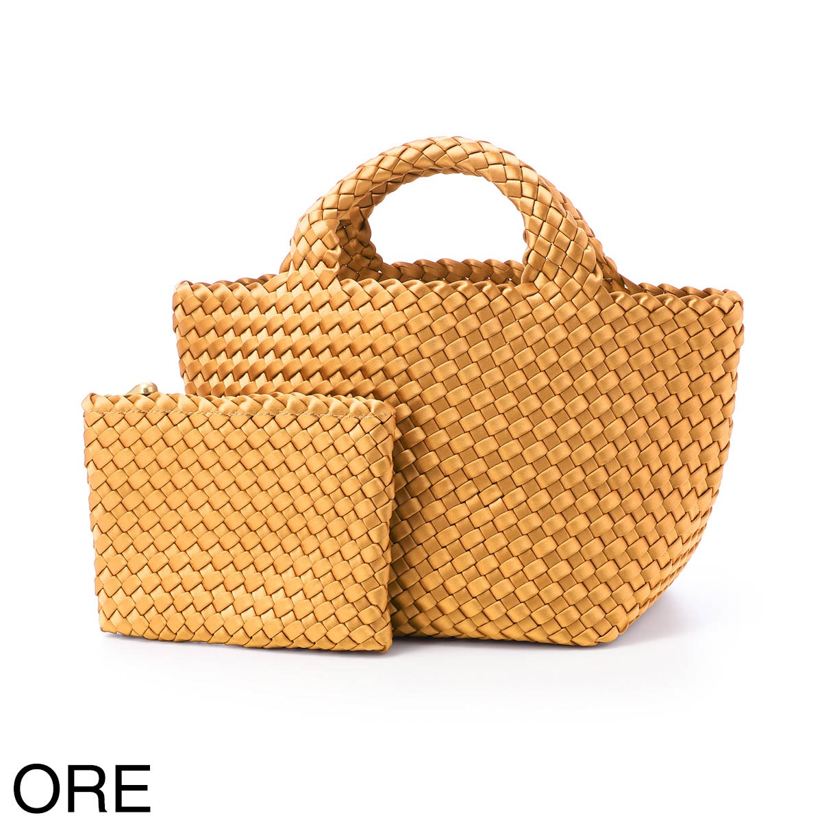 NAGHEDI ナゲディ トートバッグ/ハンドバッグ/St. Barths Small Tote Satin セント バース スモール トート ポーチ付き Sサイズ メッシュ ネオプレン 軽量 編み込み レディース