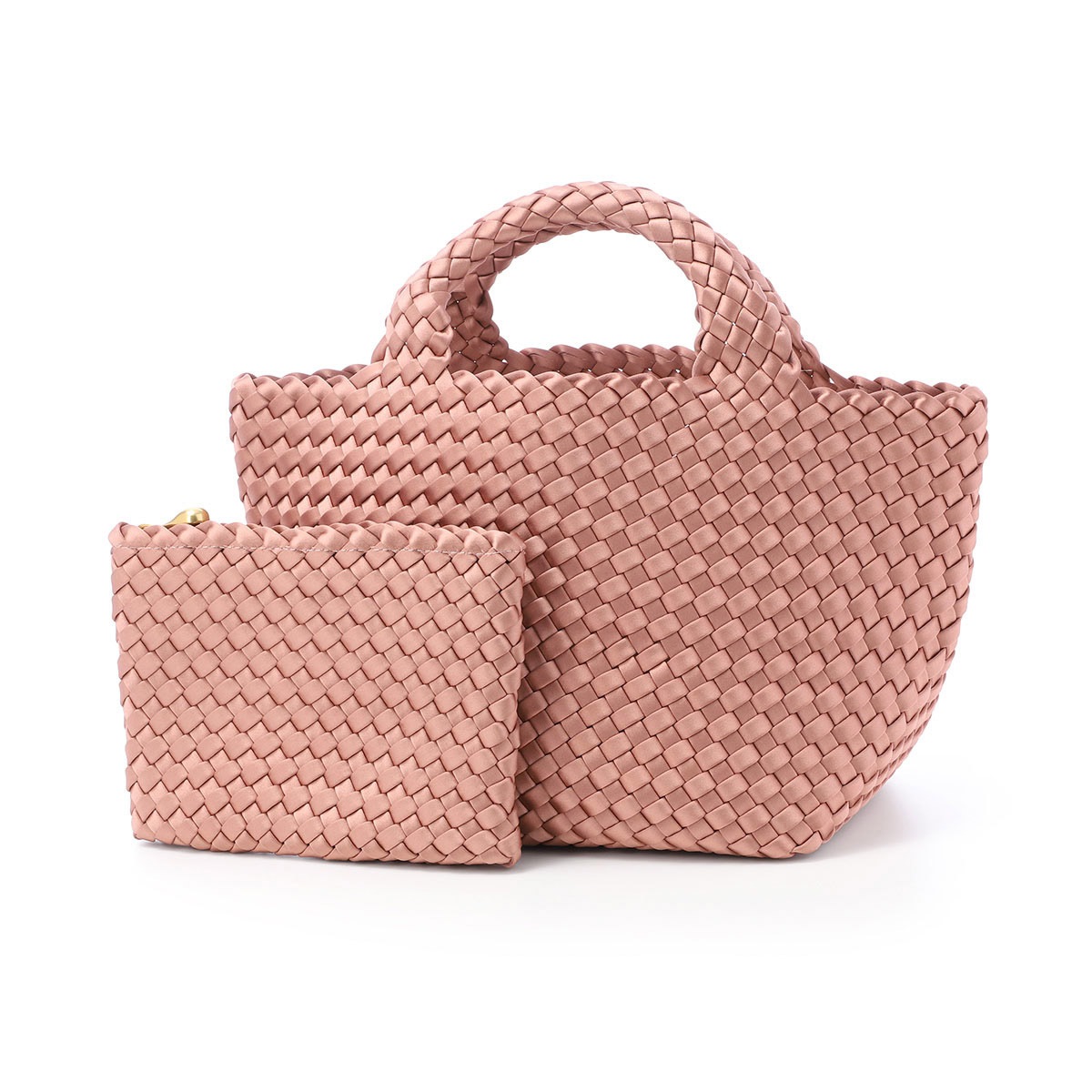 NAGHEDI ナゲディ トートバッグ/ハンドバッグ/St. Barths Small Tote Satin セント バース スモール トート ポーチ付き Sサイズ メッシュ ネオプレン 軽量 編み込み レディース