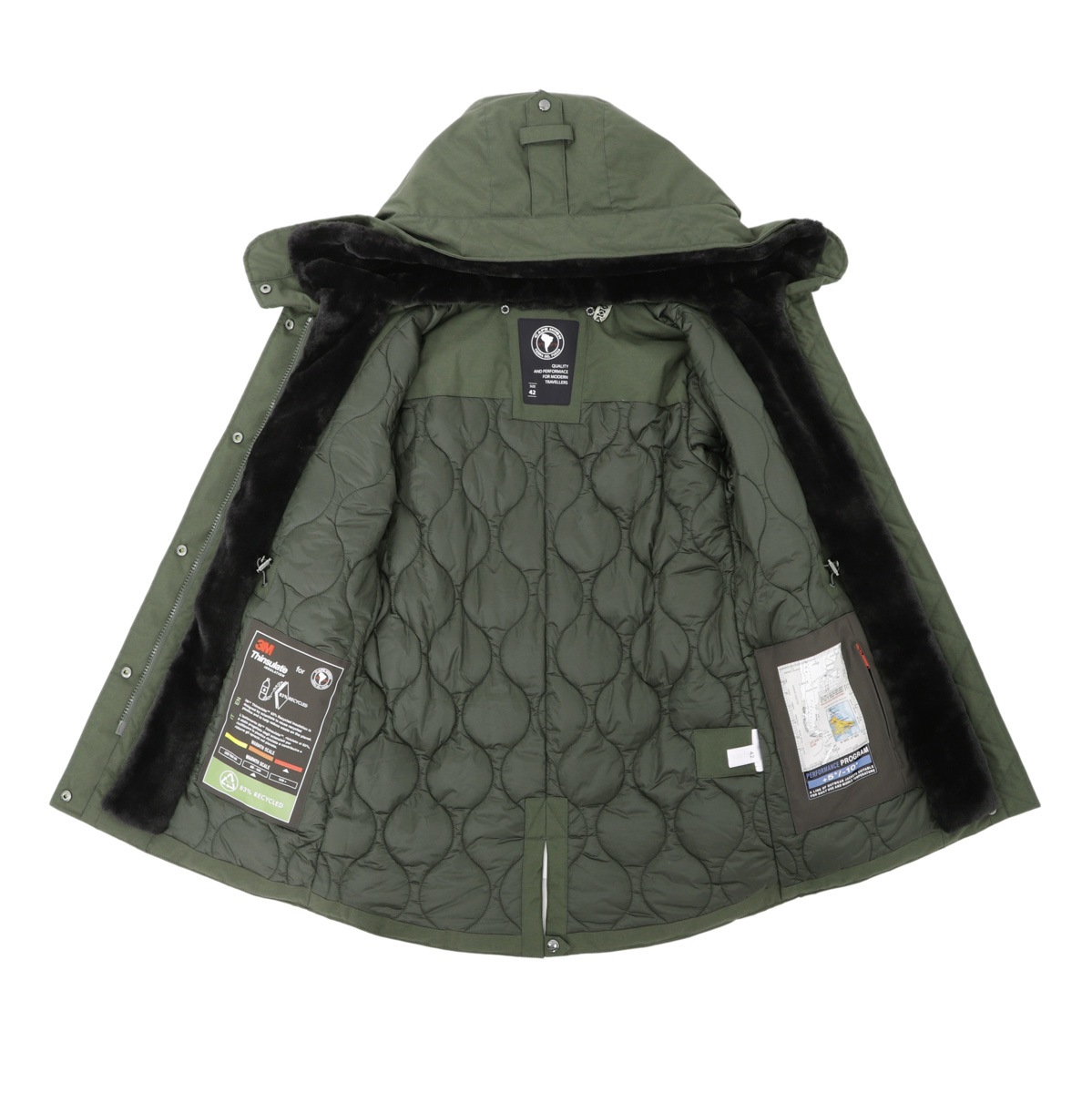 美品 ケープホーン　 CAPE HORN REMOTA　　カーキ 44中綿コート 美品 ケープホーン CAPE HORN ならせ REMOTA カーキ 44中綿コート