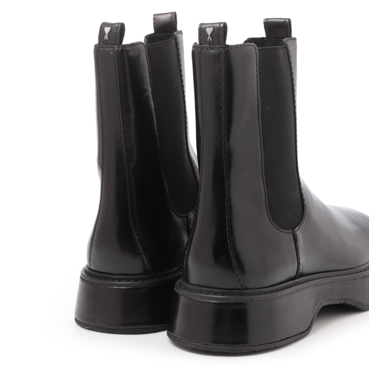 ami paris ブラックチェルシーブーツ レザーソール AMI アミ サイドゴアブーツ/チェルシーブーツ/LEATHER BOOTS