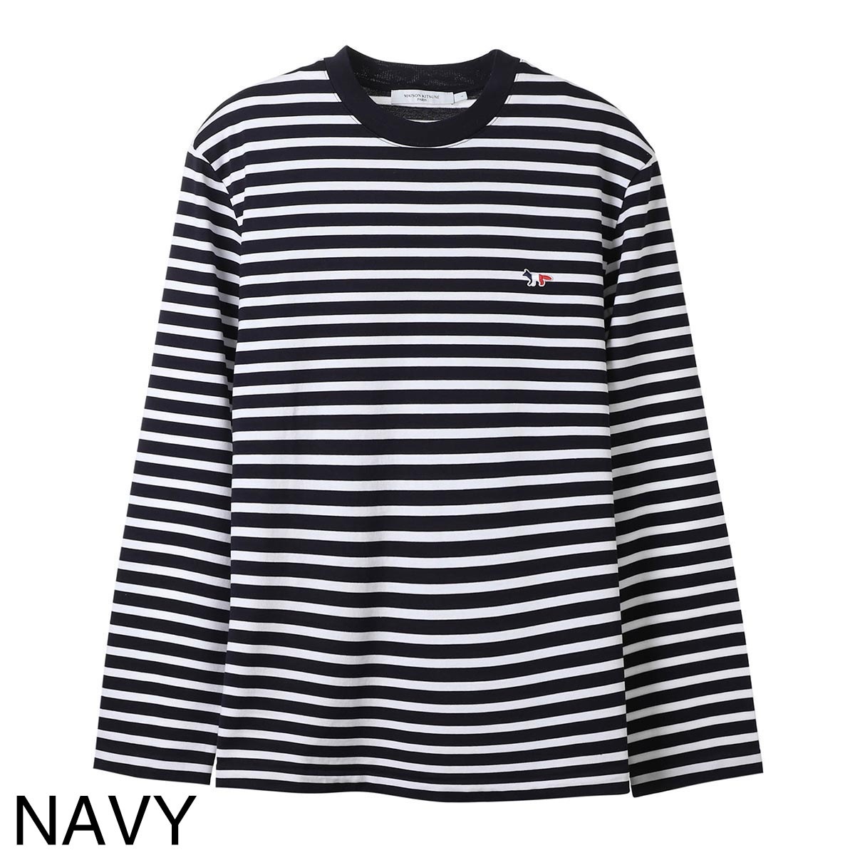メゾン キツネ トリコロール フォックス パッチ クラシック マリン Tシャツ MAISON KITSUNE メゾンキツネ ロンT フォックス ヘッドパッチ