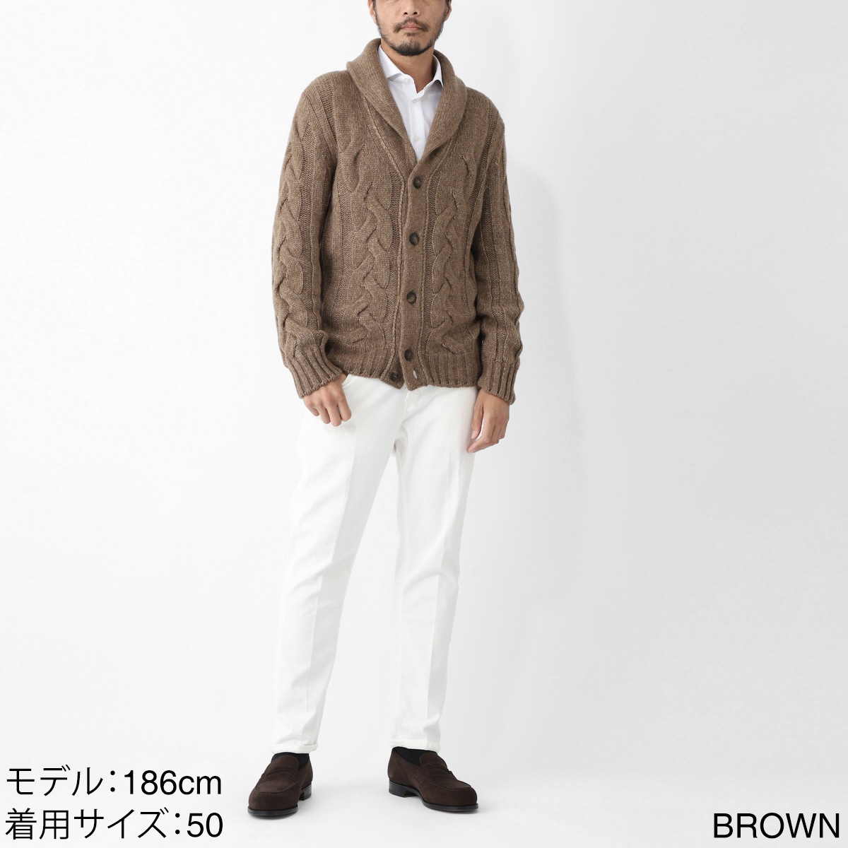 Gran Sasso グランサッソ ショールカラーニットカーディガン【大きい