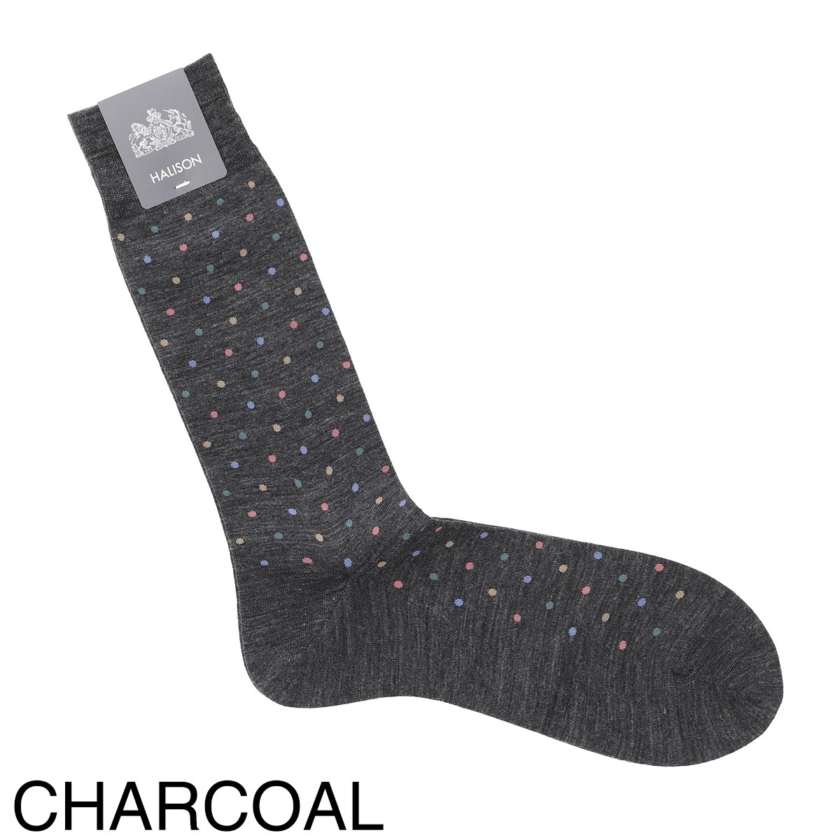 『ネコポス対応(5点まで)』HALISON ハリソン 靴下/ソックス/NZメリノ カラフルドット ソックス CL 相当サイズ:25～27cm メンズ