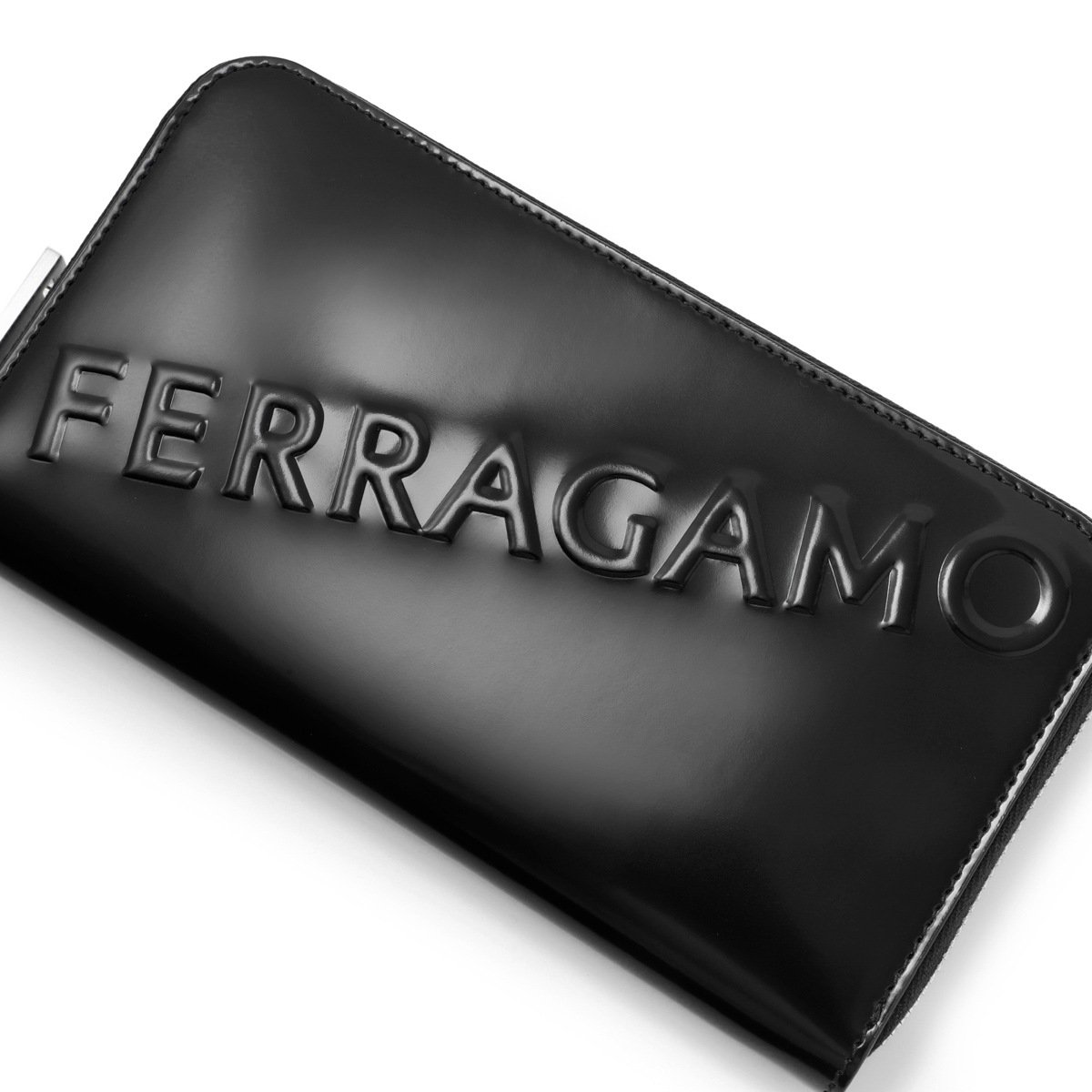 FERRAGAMO (Salvatore Ferragamo) フェラガモ ラウンドファスナー 長財布 小銭入れ付き/EMBOSSED FERRAGAMO メンズ