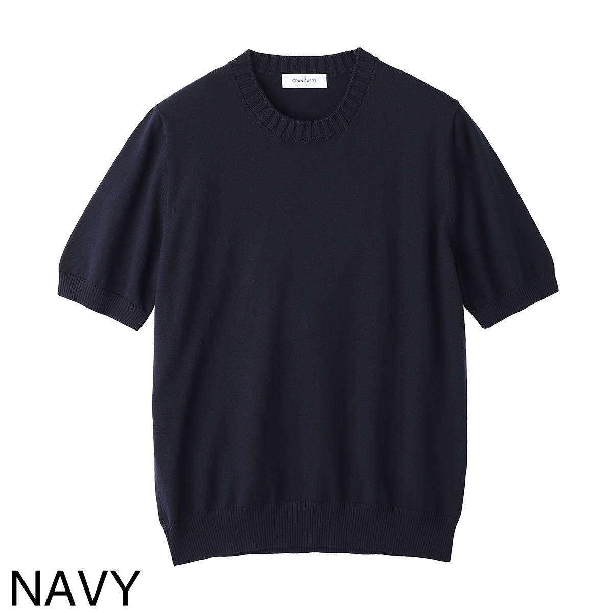 Gran Sasso グランサッソ クルーネック半袖ニット【大きいサイズあり