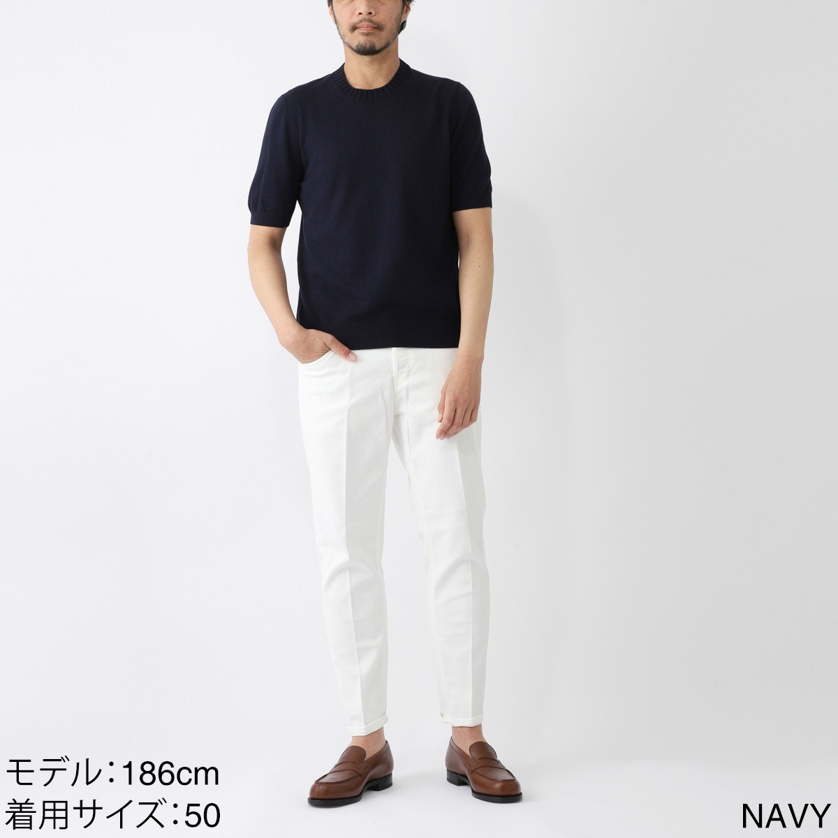 【新品未使用】GRAN SASSO 半袖ニット ホワイト　M Gran Sasso」 半袖ニット 52 ホワイト メンズ Gran Sasso