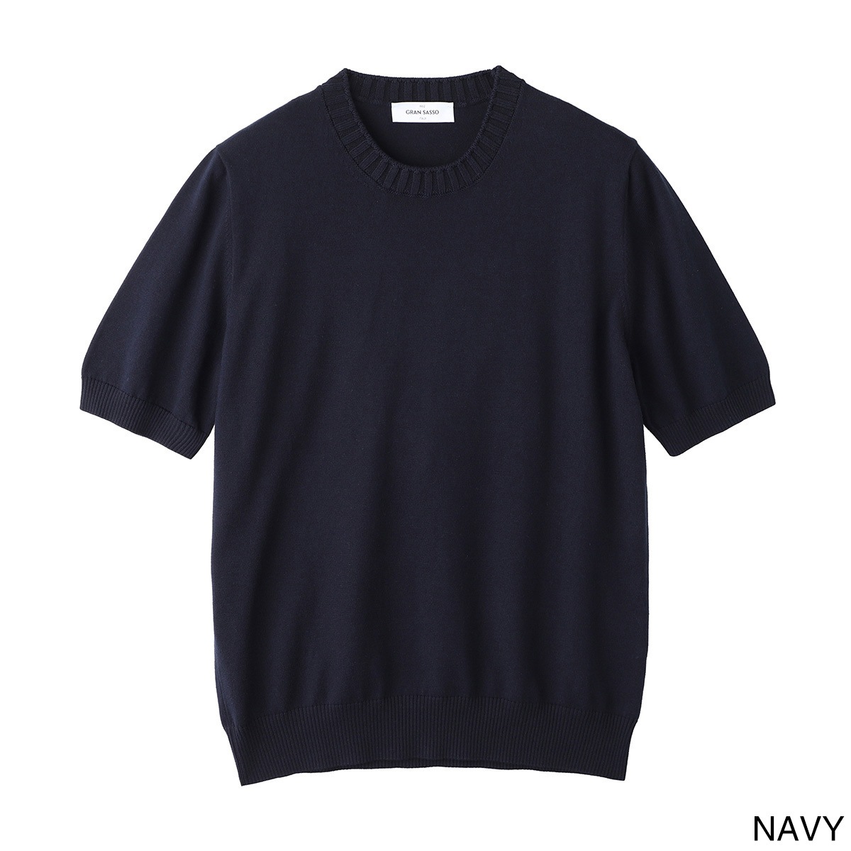 Gran Sasso グランサッソ クルーネック半袖ニット【大きいサイズあり