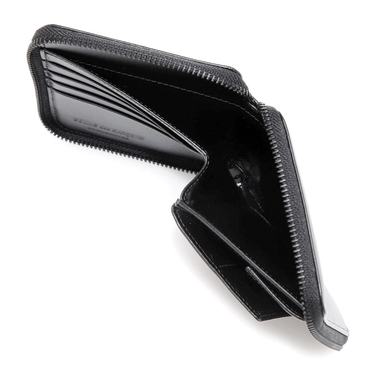 【訳あり】【アウトレット】 COMME des GARCONS コム デ ギャルソン 2つ折り財布 小銭入れ付き/VERY BLACK【返品交換不可】